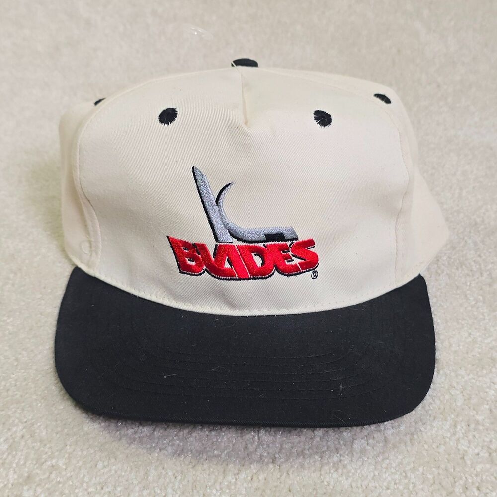 VTG Kansas City Blades Snapback Hat Beige One Size Embroidered Vintage